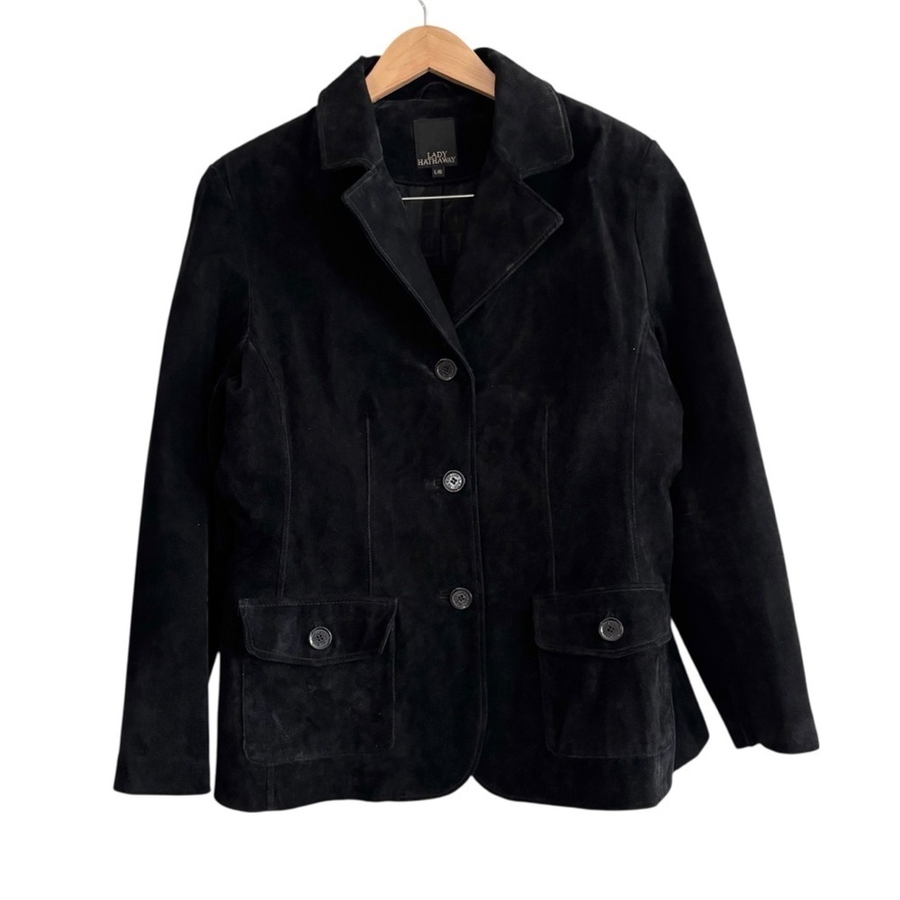 Vintage Lady Hathaway Suede Button Up Suit Jacket